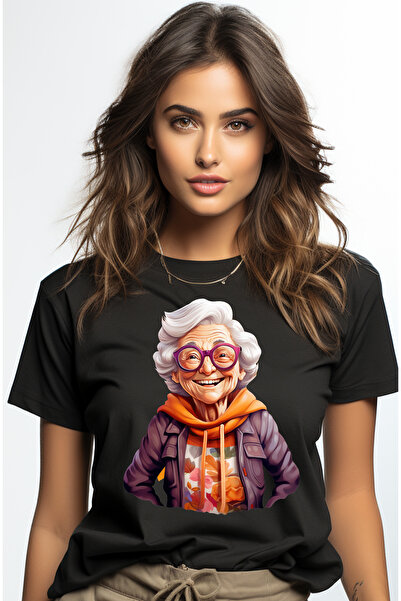 StoryGift Romania Tricou Femei cu o bunicuta vesela, ilustratie, hanorac infl...