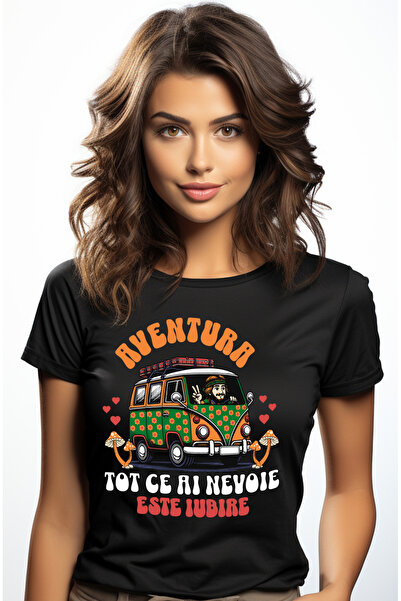 StoryGift Romania Tricou Femei Aventura masina tot ce ai nevoie este iubire c...