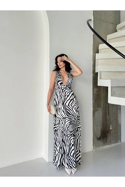 LOCH BUTİK Γυναικείο σατέν μαύρο φόρεμα με δεμένο μίντι ώμου
