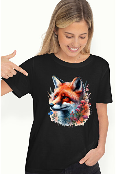 StoryGift Romania Tricou Femei cu o vulpe care se uita in zare, ilustratie, f...