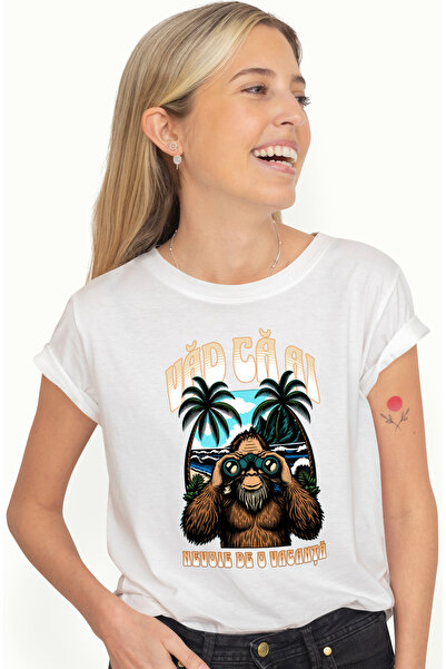 StoryGift Romania Tricou Femei Gorila cu binoclu Văd că ai nevoie de vacanță ...