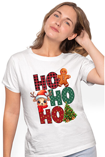 StoryGift Romania Tricou Femei cu mesajul "HO, HO, HO", brad impodobit, furse...