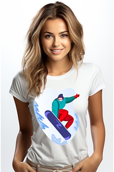 StoryGift Romania Tricou Femei Cu Zapada, Sport, Iarna, Snowboard, Multicolor...