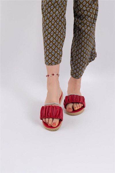 lovitto Women's Drawstring Slippers with Stone Detail