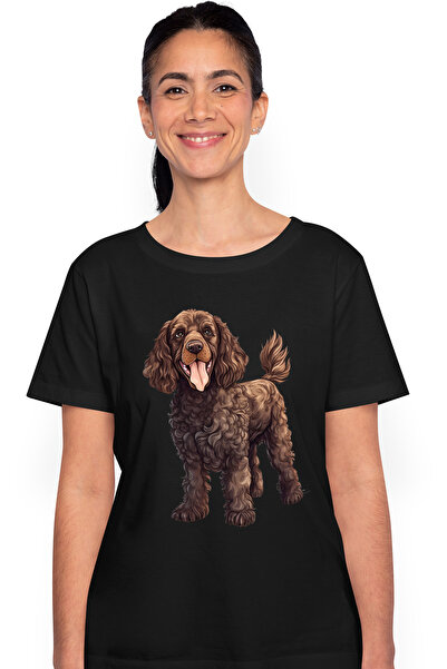 StoryGift Romania Tricou Femei cu un catel blanos vesel, ilustratie, maro, ju...