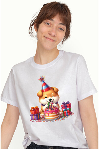 StoryGift Romania Tricou Femei cu un catel Akita Inu vesel, ilustratie, anive...