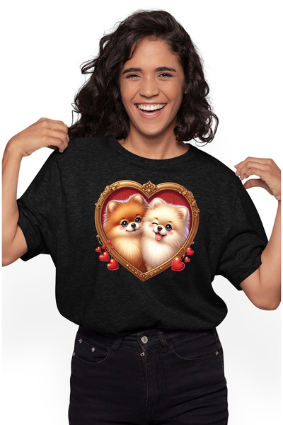 StoryGift Romania Tricou Femei cu o catelusa si un catel care stau intr-un ca...