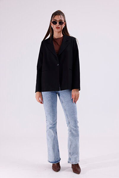 LA PANTE Jachetă pentru femei Blazer negru căptușit Jachetă pentru femei Blaz...