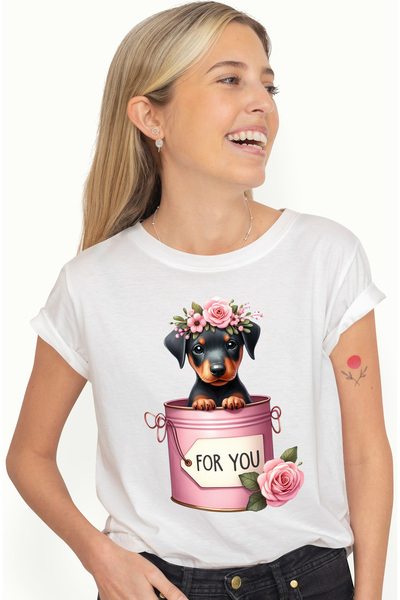 StoryGift Romania Tricou Femei cu un catelus curios care iese dintr-o conserv...