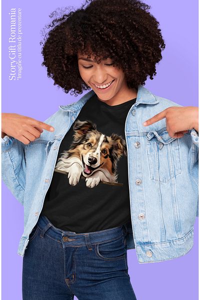 StoryGift Romania Tricou Femei Cu Un Caine Jucaus Care Sta Agatat De Gard, Abia Asteapta Sa Aiba O Blk_l