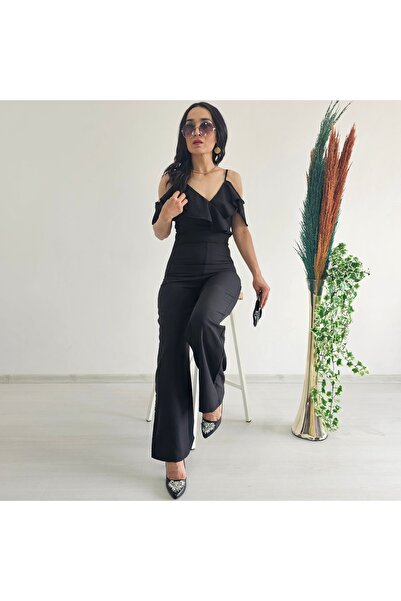 Altı Üstü Butik Fırfır Detay İpli Tulum