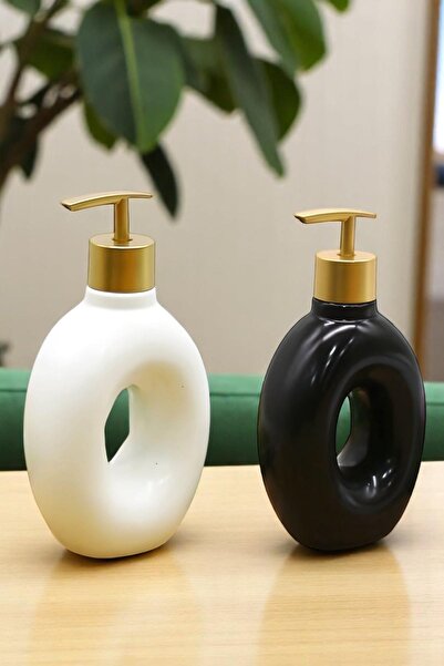 ALBETTO Dekoratif Seramik Sıvı Sabunluk Beyaz Siyah