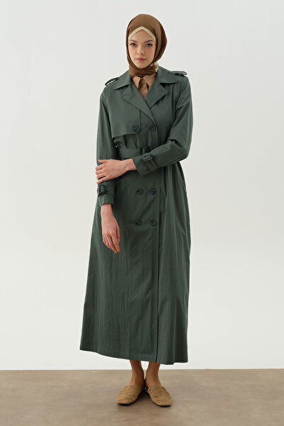 Tuğba Kruvaze Kol Bantlı Pardesü - Haki