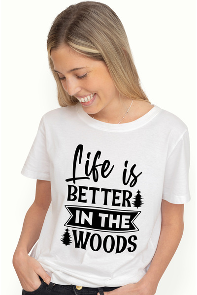 StoryGift Romania Tricou Femei cu niste copaci si mesajul "Life is better in ...