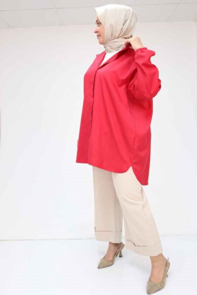 Eslina 58068 Large Size Men's Collared Shirt - Red