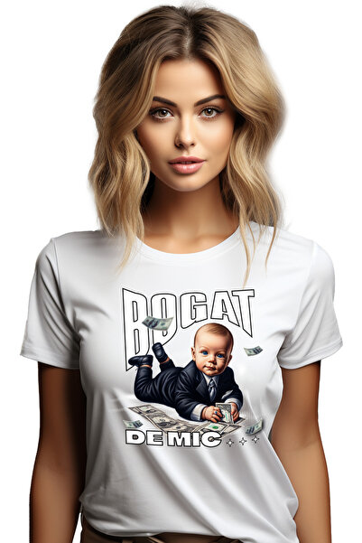 StoryGift Romania Tricou Femei bebelus in costum Bogat de mic bani cu imprime...