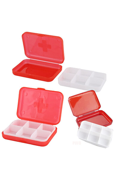 PUFO Square box for organizing medicines, vitamins or supplements, Pufo Medicine, 9 cm, red