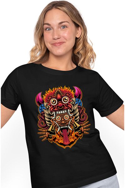 StoryGift Romania Women's T-Shirt With Totem, Mayan, Hands, Demons, Multicolor with Print on the Front, 10 BLK_S