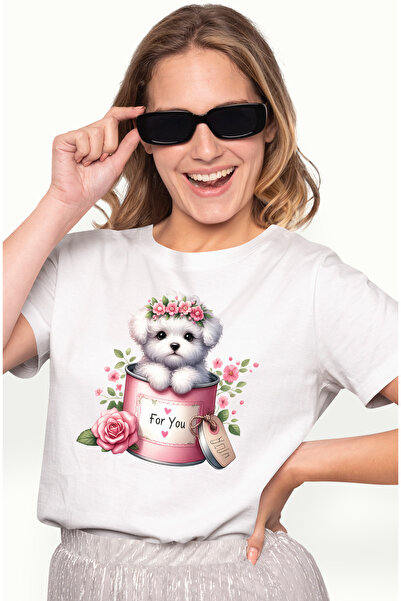 StoryGift Romania Tricou Femei cu o catelusa timida care iese dintr-o conserv...