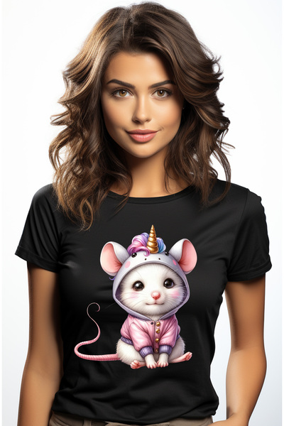 StoryGift Romania Tricou Femei cu un soricel imbujorat, ilustratie, costumat ...