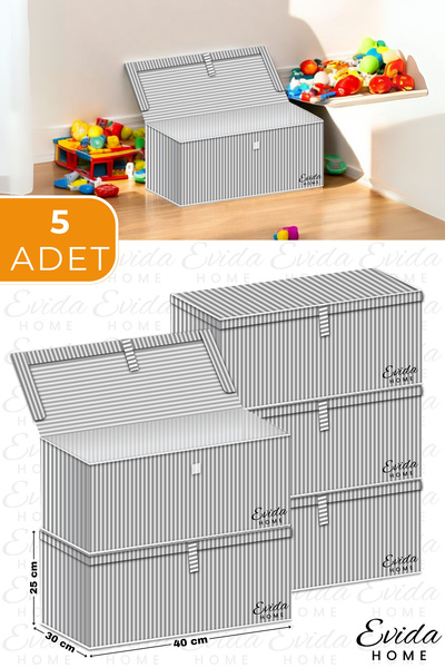 Evida 5Pcs Mini Multi-Purpose Storage Box, Toy Box, Organizer, Box Hurç Gray ...