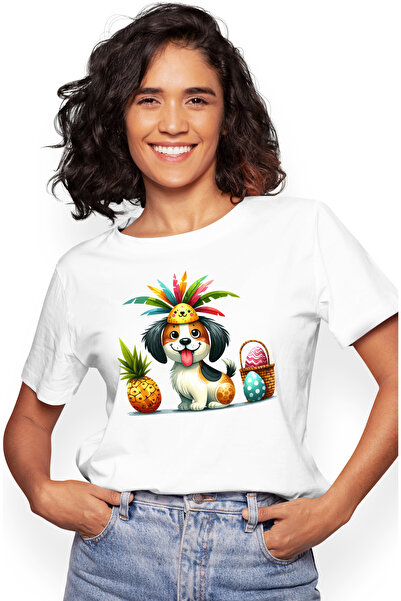 StoryGift Romania Tricou Femei cu un catel vesel, limba scoasa, ilustratie, j...