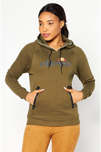 Ellesse سويت شيرت رياضي نسائي بغطاء رأس مناسب للتدريب، زيتوني