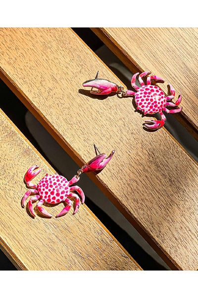lysiaaccessory Zr Model Pink Crab Earrings