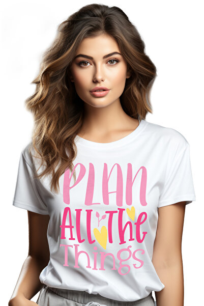 StoryGift Romania Tricou Femei Cu Mesajul Plan All The Things, Planuieste Toate Lucrurile, Iubitor WHT_XS