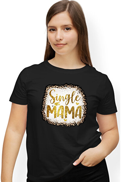 StoryGift Romania Tricou Femei cu mesajul "Single Mama", ilustratie, mama, si...