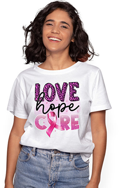 StoryGift Romania Tricou Femei cu mesajul "Love, hope, cure", iubire, sperant...