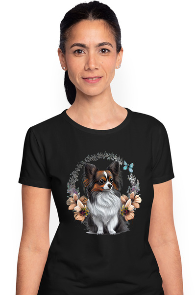 StoryGift Romania Tricou Femei cu un catel surprins, ilustratie, blanos, flut...