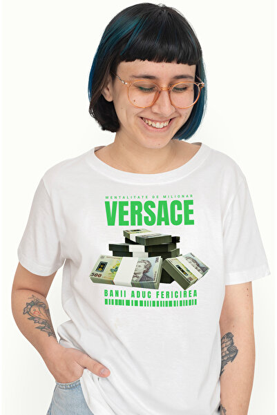 StoryGift Romania Tricou Femei - Banii Aduc Fericirea, Cu Imprimeu Pe Fata, 1...