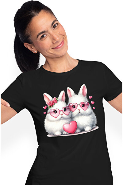 StoryGift Romania Tricou Femei cu 2 iepurasi, ilustratie, apropiere, prieteni...