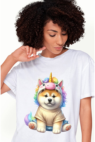 StoryGift Romania Tricou Femei cu un catel Chow Chow in costum de unicorn, il...
