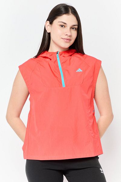 adidas Women Sportswear Fit Sleeveless Training Hooded Jacket, Red