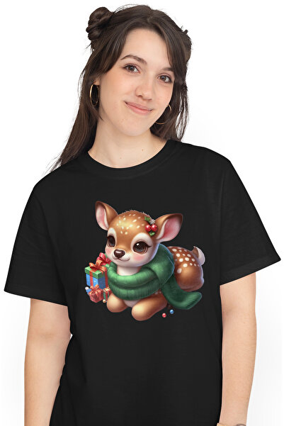 StoryGift Romania Tricou Femei cu o caprioara micuta, ilustratie, imbujorata,...