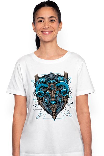 StoryGift Romania Tricou Femei Cu Berbec, Mecha, Robot, Geometric, SF, Cyberpunk, Multicolor cu i WHT_XS