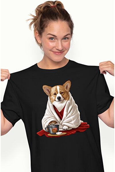 StoryGift Romania Tricou Femei cu un caine serios caruia ii este frig, ilustr...