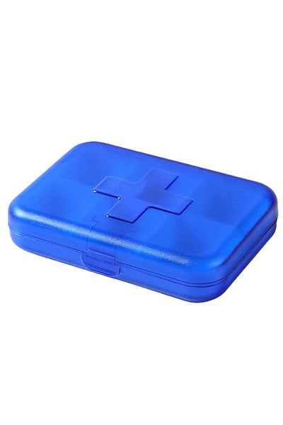 PUFO Square box for organizing medicines, vitamins or supplements, Pufo Medicine, 9 cm, blue