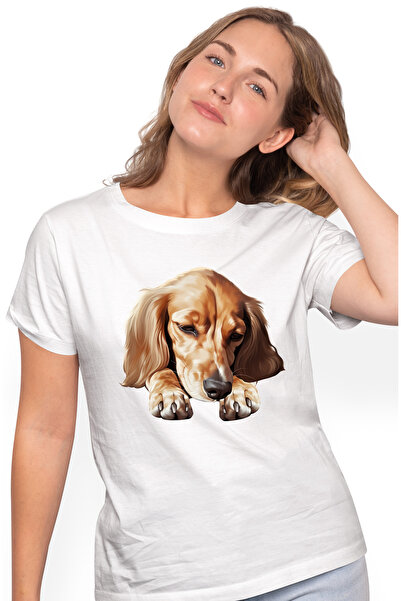 StoryGift Romania Tricou Femei cu un catel somnoros, fara vlaga, fara energie, urechi lungi, ilust WHT_XL