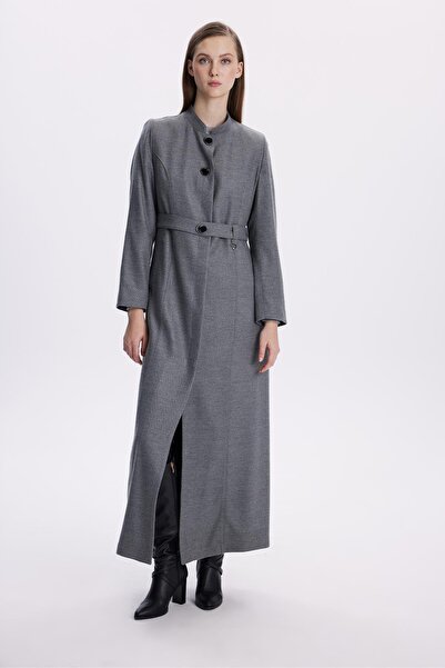 Zühre حزام طوق القاضي معطف رمادي مفصل 13675