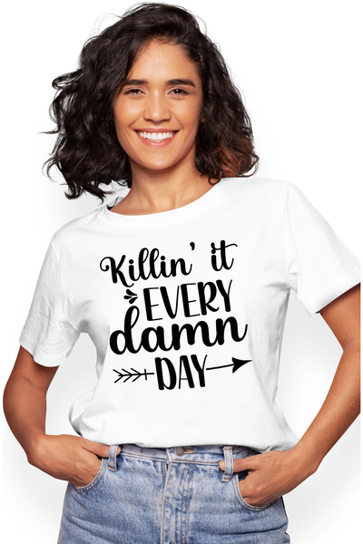 StoryGift Romania Tricou Femei cu textul in engleza "Killin' it every damn da...