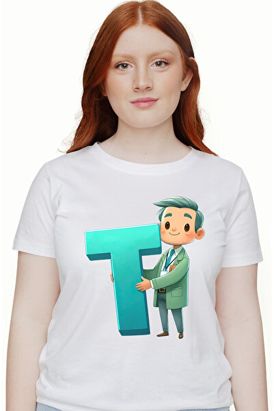 StoryGift Romania Tricou Femei cu un manager care tine litera "T", scoala, ab...