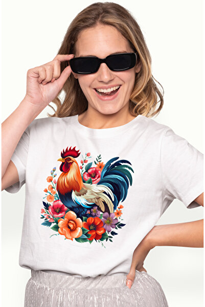 StoryGift Romania Tricou Femei cu un cocos care are multe flori in jur, natur...