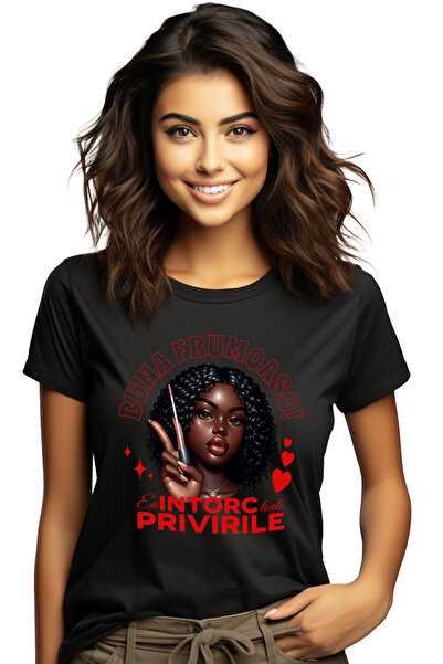 StoryGift Romania Tricou Femei Fata Cu Gloss Text Haios Eu Intorc Toate Privi...