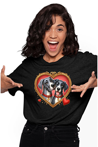 StoryGift Romania Tricou Femei cu o catelusa si un caine, ilustratie, cadru i...