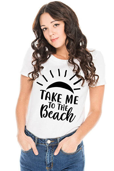 StoryGift Romania Tricou Femei cu soarele si mesajul "Take me to the beach" -...