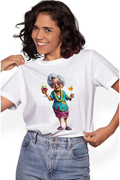 StoryGift Romania Tricou Femei cu o bunicuta vesela, ilustratie, in Hawaii, t...