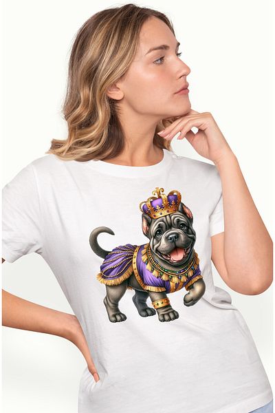 StoryGift Romania Tricou Femei cu un catel jucaus si curios, ilustratie, la circ, spectacol, acrob WHT_XS